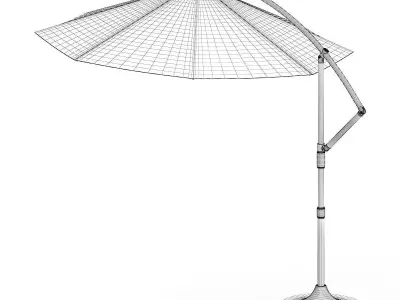 Round Beige Sunshade Umbrella 2 3D model