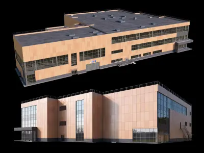 Shopping mall with parking building 3D model