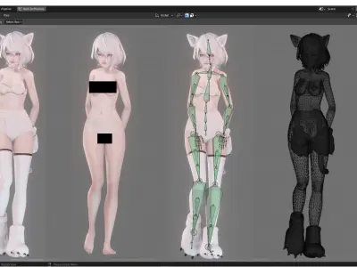 Cat Girl Cosplay - Realistic Female Character - Blender Eevee Low-poly 3D model