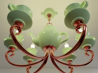 Chandelier in the form of a tea set 3D model
