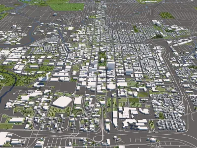 Indianapolis 50x50km City Model 3D model