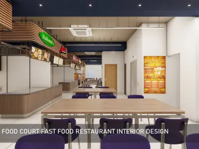 Food Court fast food Restaurant Interior Design 3D model