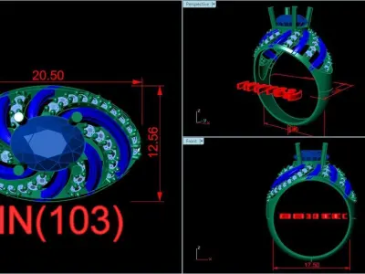 women ring 36 3D print model