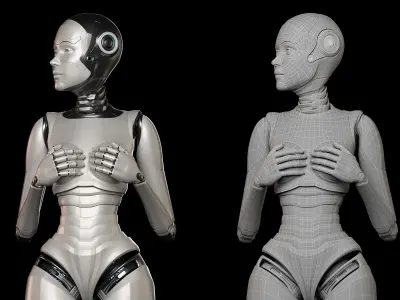 SCI - FI ROBOT WOMAN RIGGED BASIC EDITION 3D model