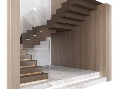 Modern interior stair 16 3D model
