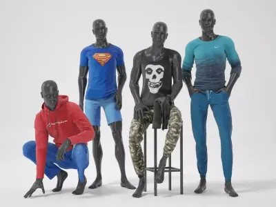Male mannequins with clothes RELAXED pack 3D model