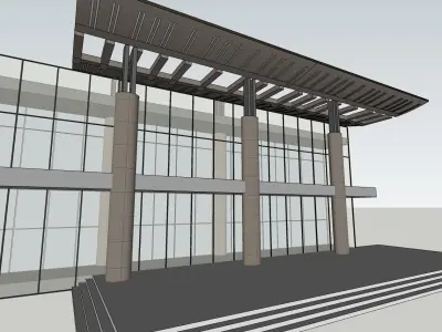 minimalist exterior glass cladding facade 3d model 3D model