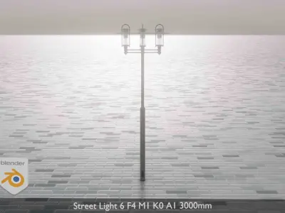 Street Light 6 F4 M1 K0 A1 3000mm  Low-poly 3D model