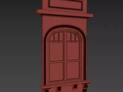 Classical Stone Carving Window 01 Low-poly 3D model
