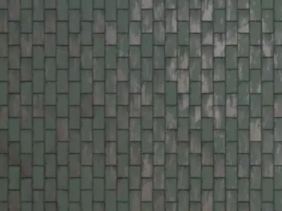 Weathered Oxidized Copper Roof Bricks PBR Seamless Texture