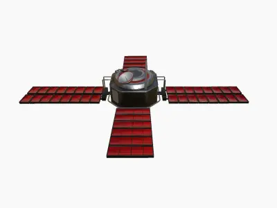 Satellite H04 Steel Red - SciFi Space Design Low-poly 3D model