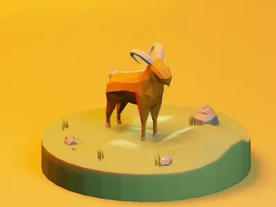 Goat for Ied Adha Illustration Includes Lighting Setup Low-poly 3D model