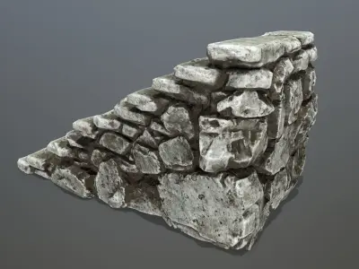 stairs stone wall Low-poly 3D model