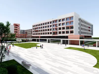 School teaching building Low-poly 3D model