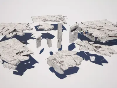  Broken Concrete Debris Low-poly 3D model