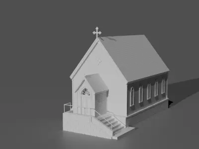Historic Countryside Church Chapel Blender STL Game Ready 3D print model