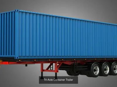 Tanker Semi Trailer - Tri-Axle Container Trailer 2 in 1 3D Model Pack