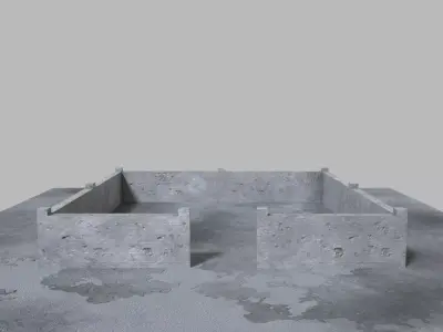 WALL AND ASPHALTED TERRAIN Low-poly 3D model