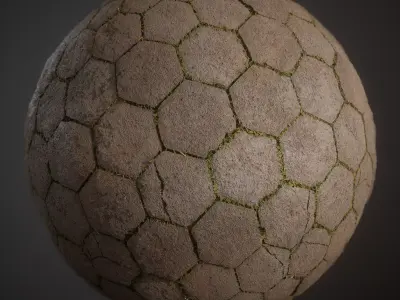 Hexagonal Concrete Tiles Material 3D model