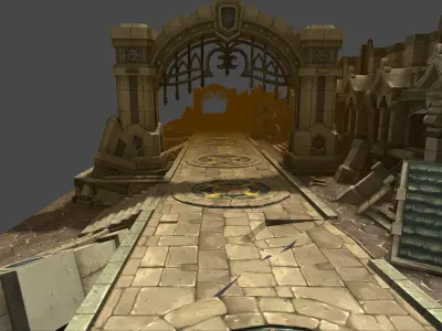 Fantasy Chess RPG Environment - Ruined City Low-poly 3D model