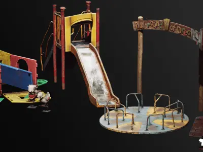 Post Apocalyptic Playground Equipment VOL 3 Low-poly 3D model