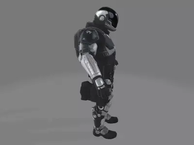 Cyberpunk Street Enforcer  Sci-Fi Soldier Character Low-poly 3D model