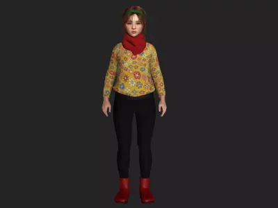 AAA 3D REALISTIC CHARACTER - BEAUTIFUL LITTLE GIRL WINTER OUTFIT Low-poly 3D model