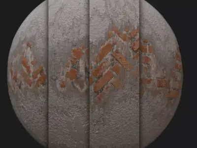 Damaged Brick Wall PBR  Material Texture