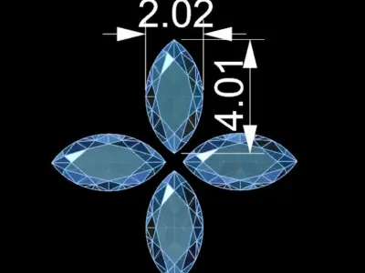 4 Marquise Earing Free 3D print model