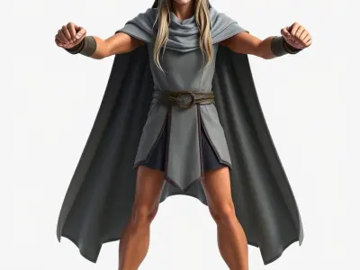 Mystic Warrior Character Model Rigged and Animated Low-poly 3D model