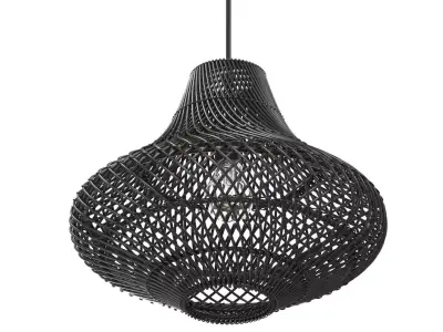 Pasadena Rattan Ceiling Tulip Skirt Black Lamp 3D model