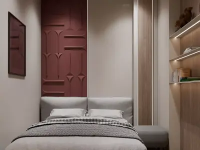 modern bedroom and bathroom 3D model