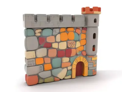 Colorful Castle Wall model pack Low-poly 3D model