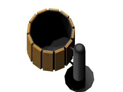 Wooden open cage type trash can Low-poly 3D model