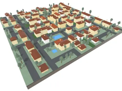 European Quarter 1 Low-poly 3D model