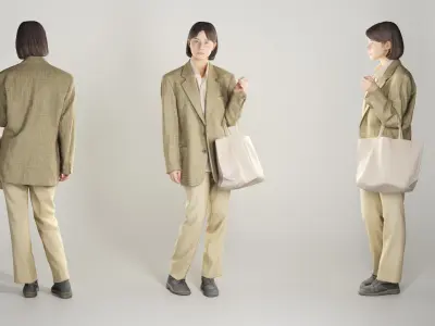 Beautiful young woman in street style 283 Low-poly 3D model