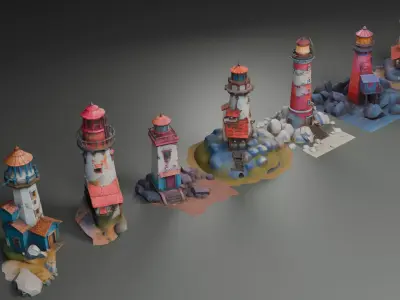 Stylized Lighthouses 3D model