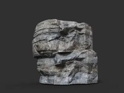Low poly Gray Cliff Rock 200915 Pack B Low-poly 3D model
