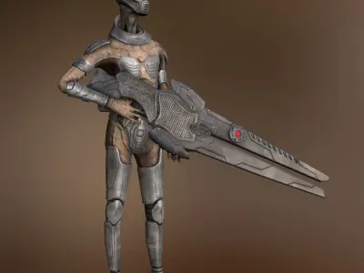 Customizable Low Poly Alien Soldier Low-poly 3D model