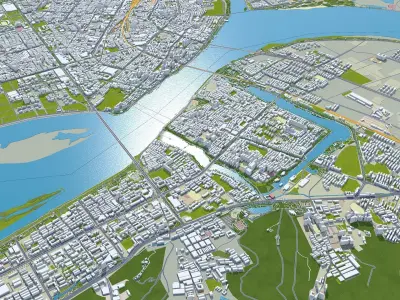 Xiangyang Hubei China 150km Low-poly 3D model