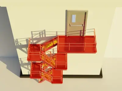 Fire Escape Staircase Exterior 3D Model - Low Poly Low-poly 3D model