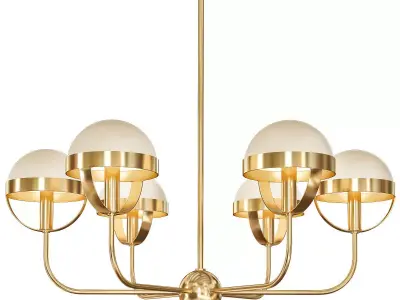 Wide Aged Brass 5 Light Chandelier 3D model