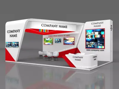 Booth Exhibition Stand Stall 9x6m Height 400 cm 3 Side Open 3D model