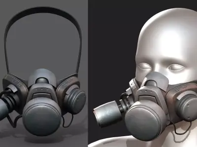Gas mask respirator scifi futuristic military  Low-poly 3D model