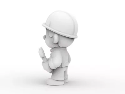 Cartoon Construction Worker 3D Printable 3D print model