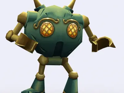 3DRT-Chibii-Robot-01 robot with golden eyes Low-poly 3D model