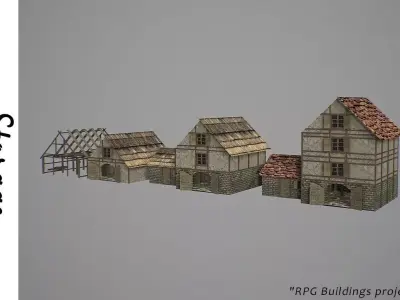 Storehouse medieval houses - medieval houses Low-poly 3D model
