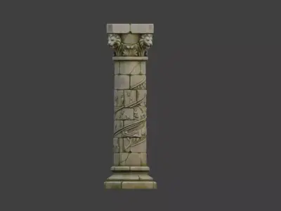 Ancient Ornate Stone Column Low-poly 3D model