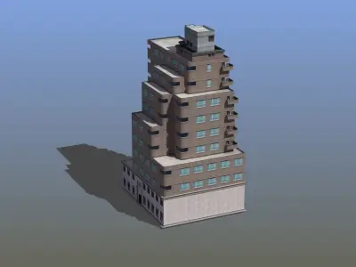 Modern Apartment Building Low-poly 3D model