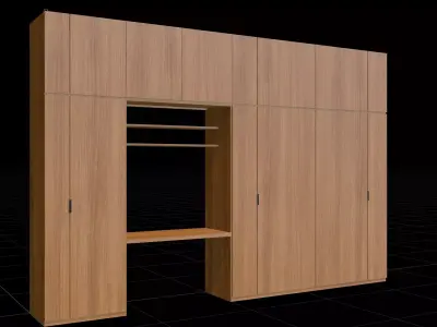 Wood Wardrobe For Bedroom Interior 3D model